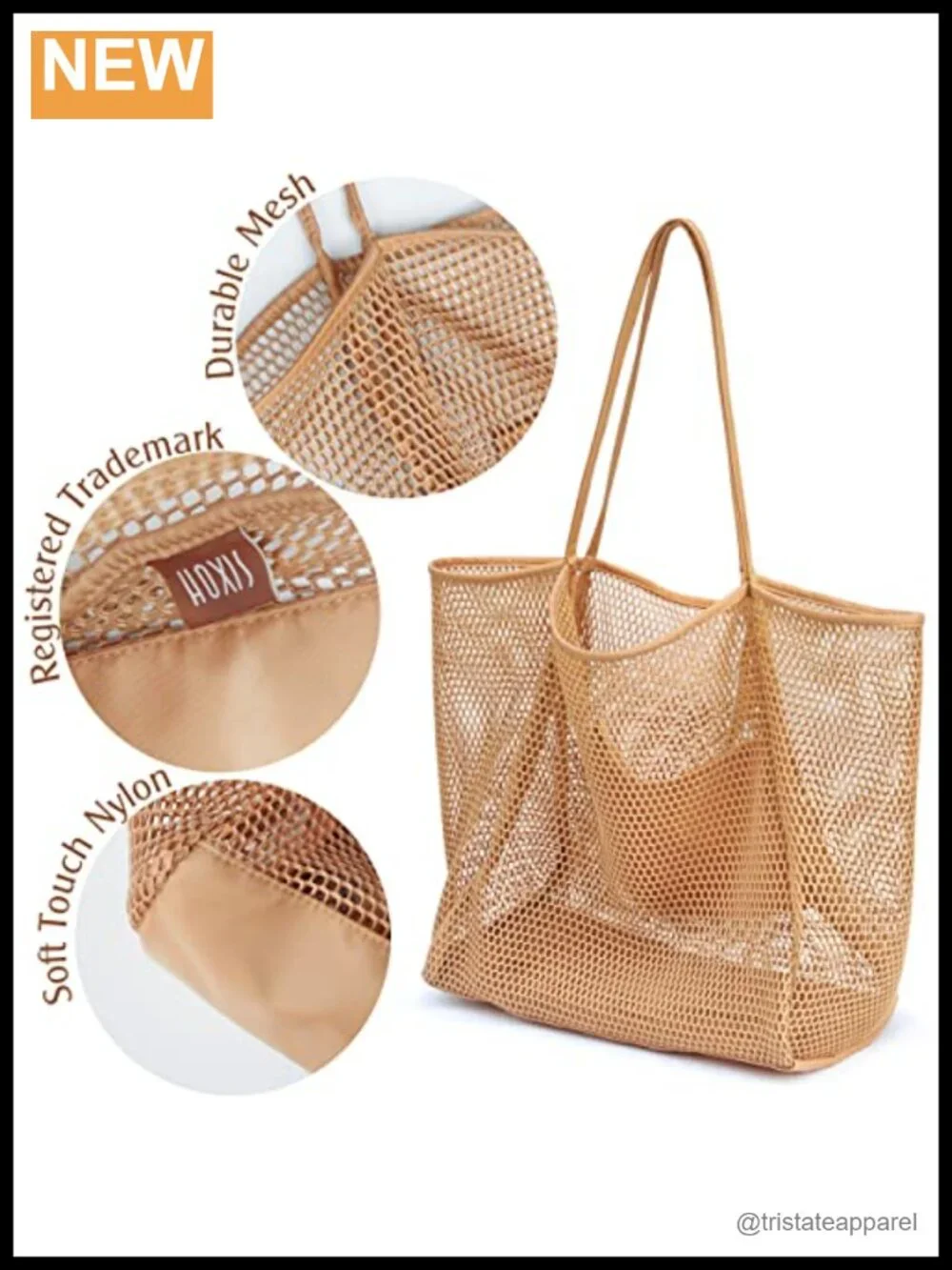 Mesh Beach Tote Womens Shoulder Handbag Large Nylon Polyester